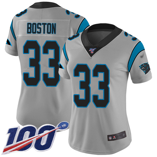 Carolina Panthers Limited Silver Women Tre Boston Jersey NFL Football #33 100th Season Inverted Legend->carolina panthers->NFL Jersey